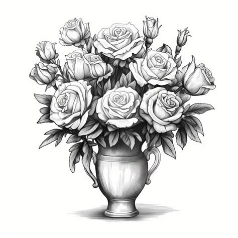 Premium AI Image | A bouquet of flowers with a black outline