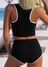 Mid Waisted Floral Print Black Bikini Set Modlily USD 36 98