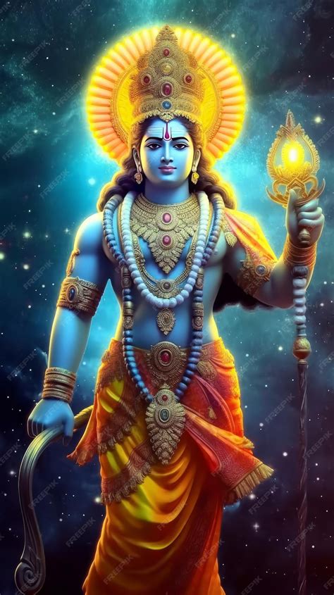 premium photo indian god vishnu  cosmic space background