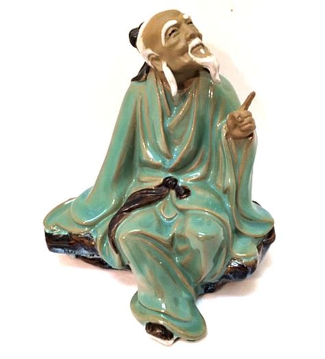 Vintage Chinese Figurine Old Wise Mud Man Teacher Shiwan Ceramic Art