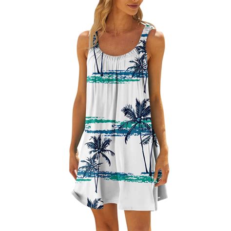 Ehtmsak Hawaiian Dress For Women Tropical Vacation Tank Dresses Casual Summer Boho Dresses Beach