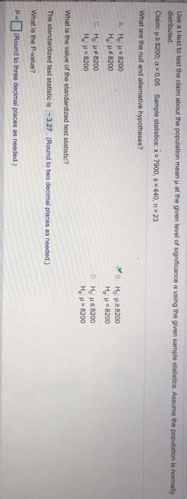 Solved Use A T Test To Test The Claim About The Population Chegg