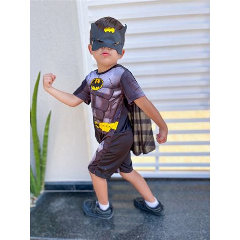 Fantasia Do Batman Para Criança - Fantasia Do Batman Com Mascara De EVA Roupa Com Capa Infantil Tema De ...