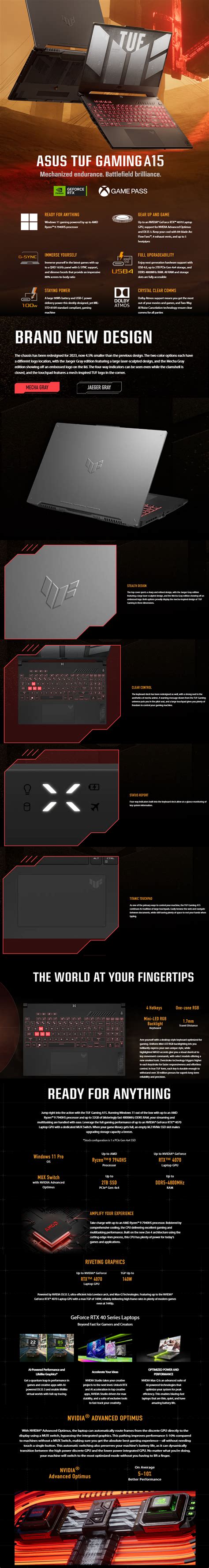 Asus TUF GAMING A15 FA507NU-LP066W 15.6inch FHD 144HZ | AMD R7 7735HS ...