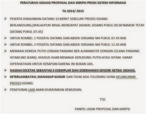 Peraturan Sidang Proposal Dan Skripsi Prodi Sistem Informasi Prodi Si