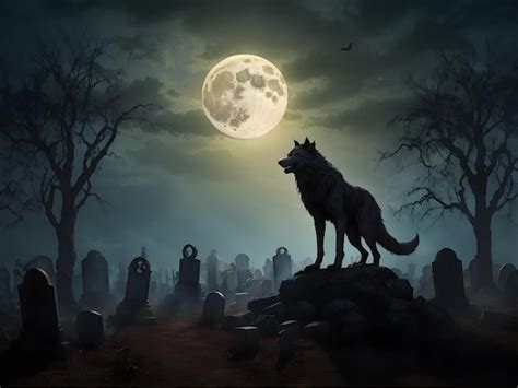 Premium Photo | Werewolf Howl Halloween Background Full Moon Werewolf ...