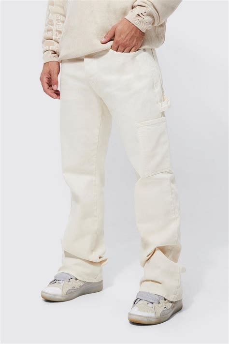 Overdyed Relaxed Rigid Flare Carpenter Jeans Boohoo Uk