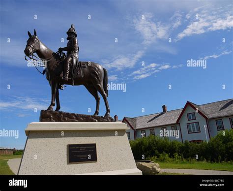 Statue of Col James Macleod at Fort Calgary Mountie Museum in Calgary ...