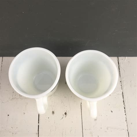 Vintage Pyrex Coffee Mugs, Set of Two, Pyrex Old Town Blue Pattern Mugs