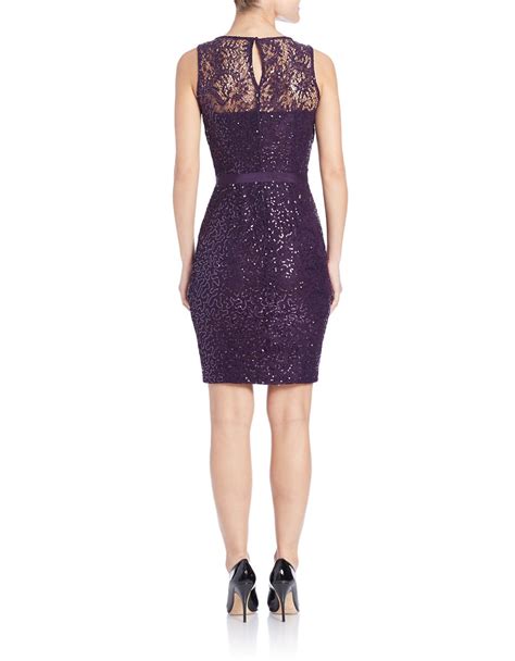 Lyst Calvin Klein Sequined Lace Dress In Purple