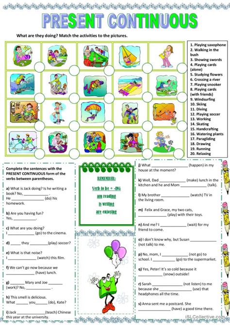 Present Continuous Tense English Esl Worksheets Pdf Doc 55 Off