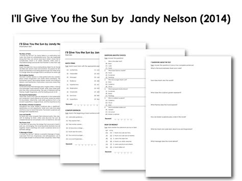 Ill Give You the Sun by Jandy Nelson (2014) | Made By Teachers