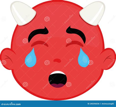 Caricatura Del Diablo Cara Con Una Expresión Triste Llorando Y Cayendo