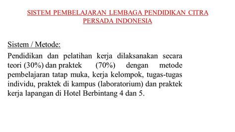 Citra Persada Indonesia Adalah Lembaga Pendidikan Dan Pelatihan Kerja