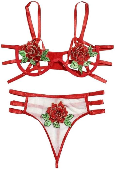 XQTX Sexy Lingerie Women Sexy Flowers Rose Embroidery Underwear