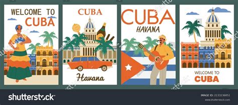 Cuba Havana Journey Banner Poster Templates Stock Vector Royalty Free