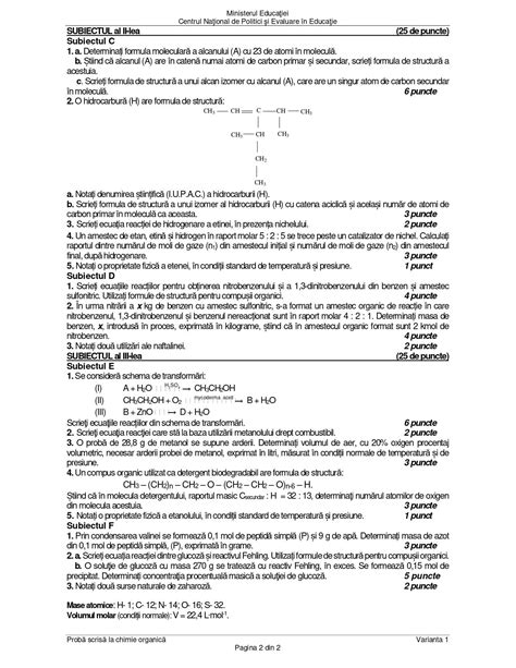 Cum se rezolvă subiectele la chimie organică de la Bacalaureat 2022