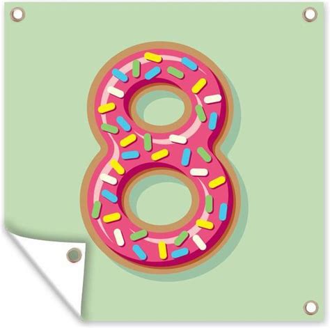 Nummer 8 Als Donut Tuinposter Los Doek 50x50 Cm Klein Tuindoek