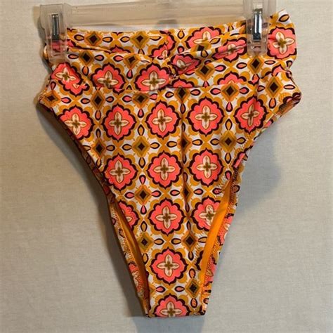 AA 362 Aerie NWT High Cut Cheeky Orange Pink Summer Swim Bikini Bottoms Sz XS EBay