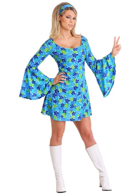 Women's Wild Flower 70s Disco Dress, Halloween Party Outfit, Style