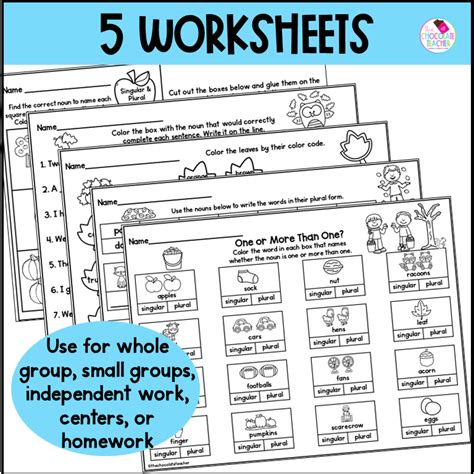 Fall Singular And Plural Nouns Grammar Worksheets Noun Sort Craft Made By Teachers