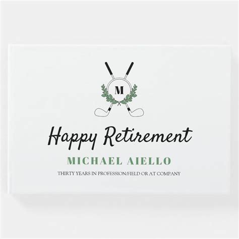 Monogrammed Greenery Golf Themed Retirement Party Guest Book Zazzle