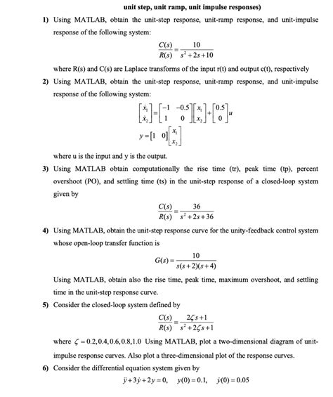 Solved Unit Step Unit Ramp Unit Impulse Responses 1 Chegg