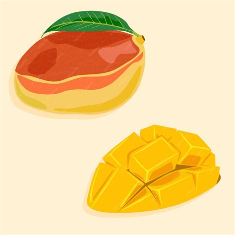 premium vector mango   cut   divided  square slices