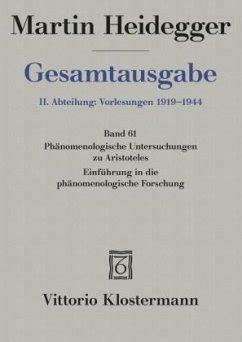 Gesamtausgabe Abt 2 Vorlesungen Bd 61 Phänomenologische