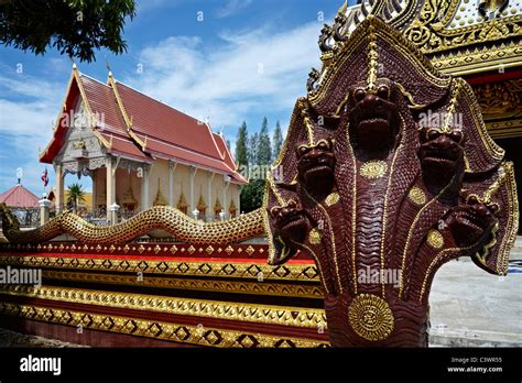 Thailand temple. and Naga (5 headed snake) feature Stock Photo - Alamy