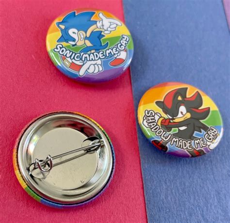 Sonic And Shadow Made Me Gay In Buttons Pride Pins Etsy