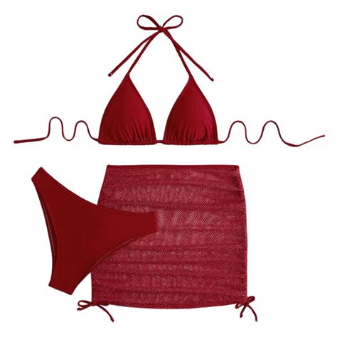 Celivon Womens Sexy Backless Lace Up Three Piece Bikini Beach Vacation Wear Walmart