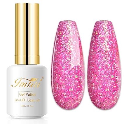 Amazon Imtiti Glitter Gel Nail Polish Pcs Fl Oz Hot Pink Glitter Gel Polish Soak
