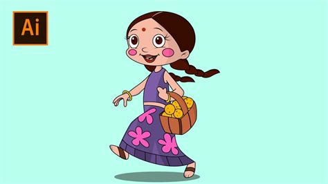 Draw Chutki From Chhota Bheem Cartoon | Create Cartoon Character in ...