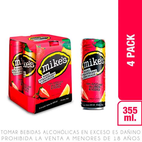 Bebida Hard Lemonade Fresa Mikes Lata 355 Ml Pack 4 Unid Metro