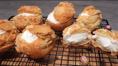 Choux Au Craquelin Delicious Cream Puff Recipe Youtube
