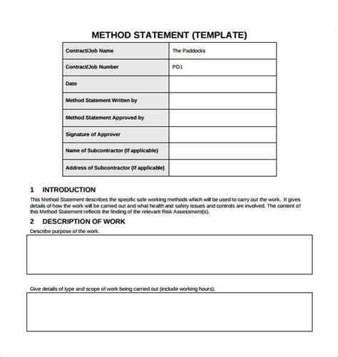 10 Method Statement Templates Free Word Pdf Formats Samples Examples Designs Artofit