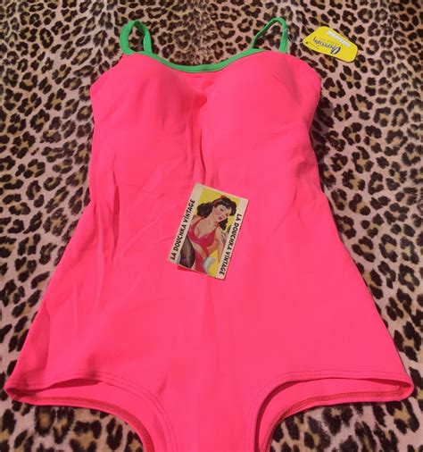 French Pin Up S Groovy Swimsuit Fluo Hot Pink Gre Gem