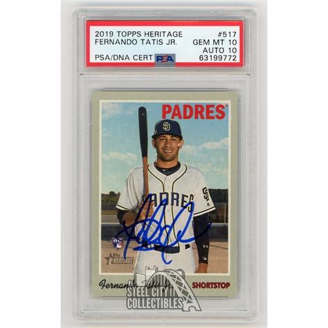 Fernando Tatis Jr 2019 Topps Heritage Auto Rookie Card 517 PSA DNA