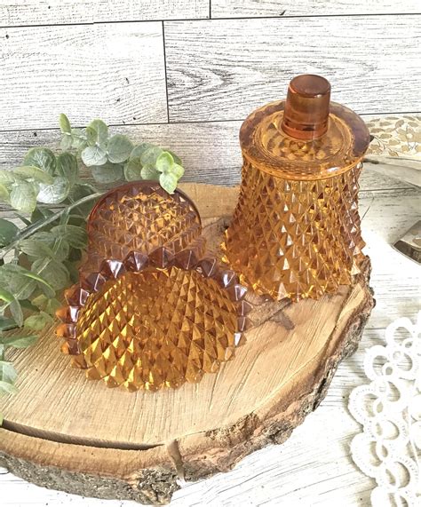 Amber Glass Diamond Point Votive Cup Holders — Recreate Vintage Home