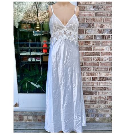 Intimates Sleepwear Vintage White Lace Robe Lingerie Slip Nightgown Set Poshmark