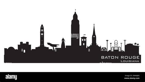 Baton Rouge Louisiana City Skyline Detailed Vector Silhouette Stock