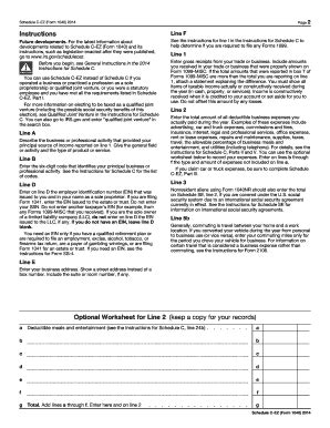 Fillable Online Schedule C-EZ (Form 1040) 2014 Fax Email Print - pdfFiller