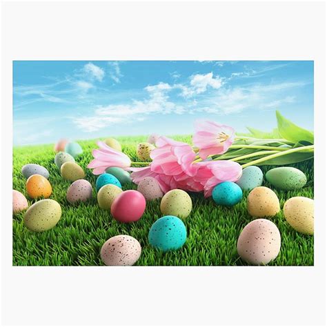 GreenDecor Photography Backdrop 7x5ft Nature View Colorful Eggs Easter