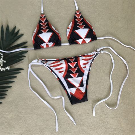 Style Geometric Print Bikini Strap Swimsuit Sexy Swimsuit On Luulla