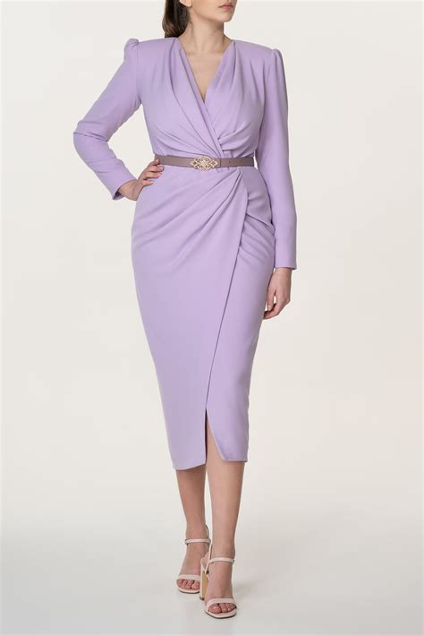 Chloe Orchid Crepe Midi Dress Rhea Costa