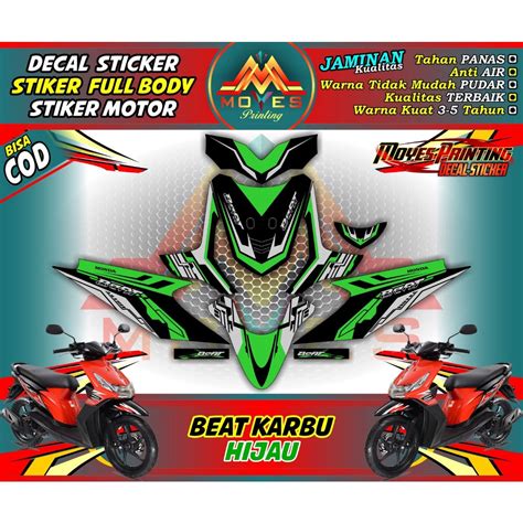 Jual Decal Stiker Fullbody Beat Karbu Pola Line Board Warna Hijau