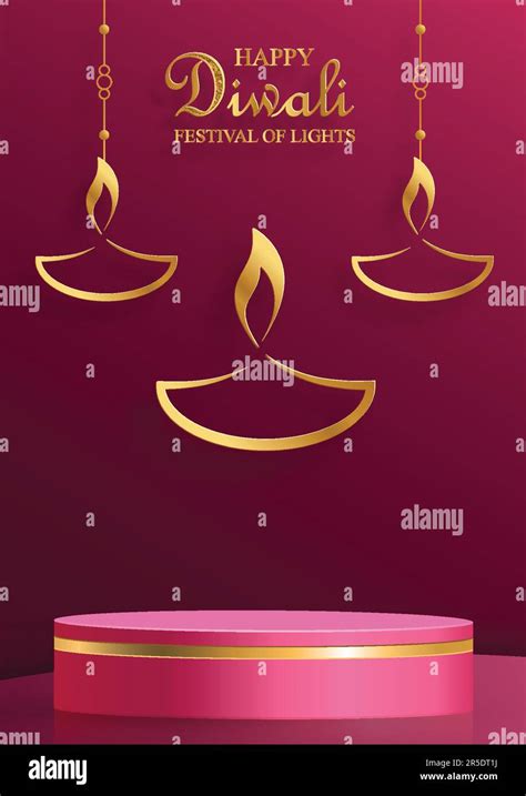 D Podium Round Stage Style For Diwali Deepavali Or Dipavali The