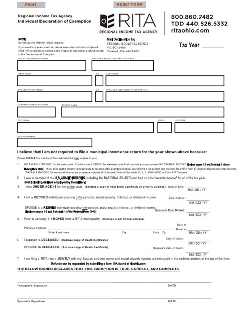 Ohio State Tax Dependent Exemption Forms Exemptform