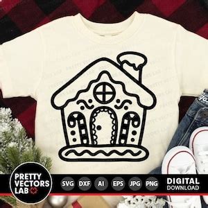 Gingerbread House Svg Christmas Svg Dxf Eps Png Ginger Cookie Outline